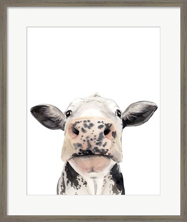 Framed Watercolor Cow Portrait II Print