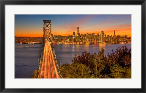 Framed Bay Bridge and Evening Commute Print