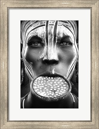 Framed Tribal Beauty - Ethiopia, Mursi People Print