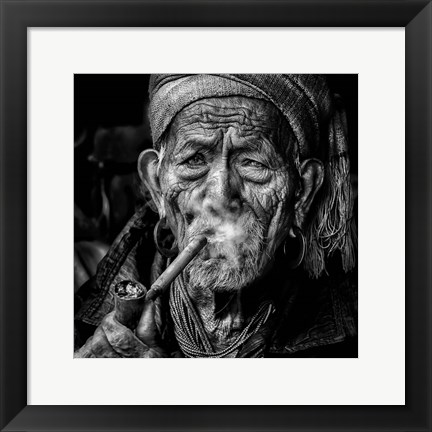 Framed Elderly Smoker Print