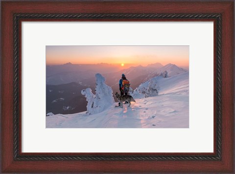 Framed Snowboarder and his Dog Print
