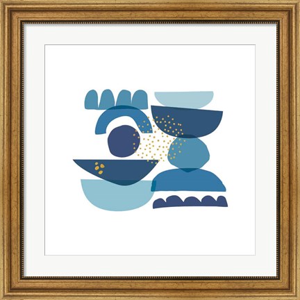 Framed Crowded Forms blue II Print