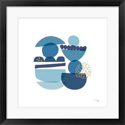 Framed Crowded Forms blue III Print