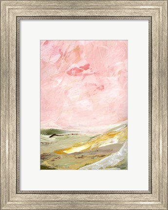 Framed Green and Pink Hills II Print