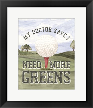 Framed Golf Days neutral portrait I-More Greens Print