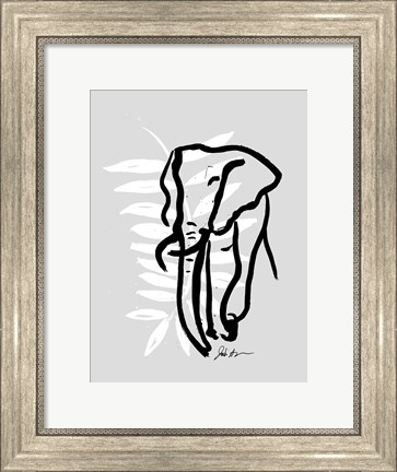 Framed Inked Safari Leaves II-Elephant Print