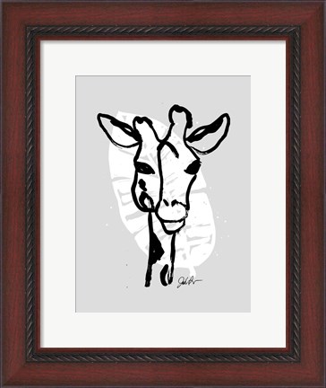 Framed Inked Safari Leaves III-Giraffe 1 Print