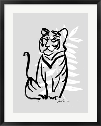 Framed Inked Safari Leaves V-Tiger Print