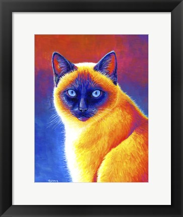Framed Colorful Siamese Cat Print