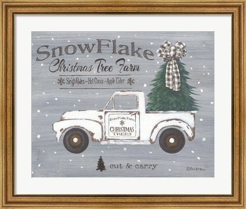 Framed Snowflake Christmas Tree Farm Print