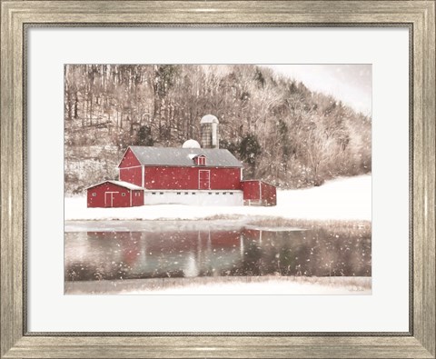 Framed Belleville Snowy Barn Print
