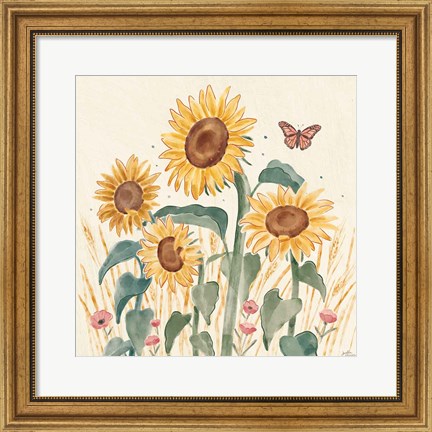 Framed Sunflower Season III Bright Print
