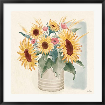 Framed Sunflower Season V Bright Print