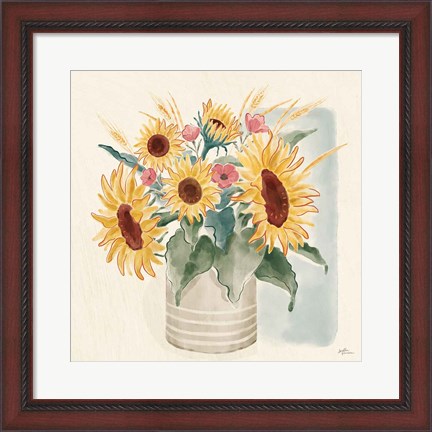 Framed Sunflower Season V Bright Print