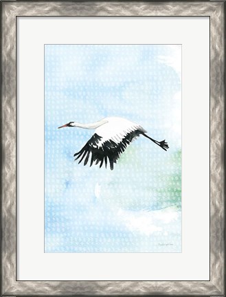 Framed Crane in Flight II Print