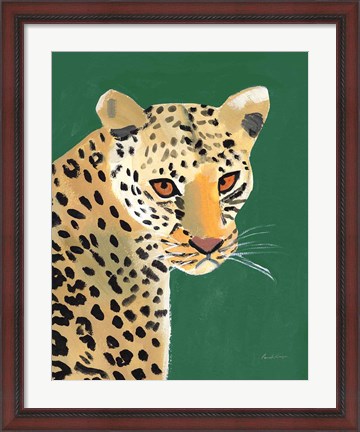 Framed Colorful Cheetah on Emerald Print