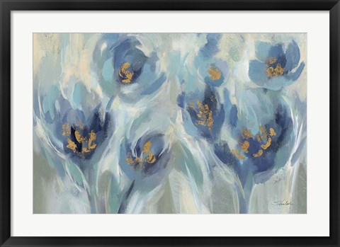 Framed Blue Fairy Tale Floral III Light Print