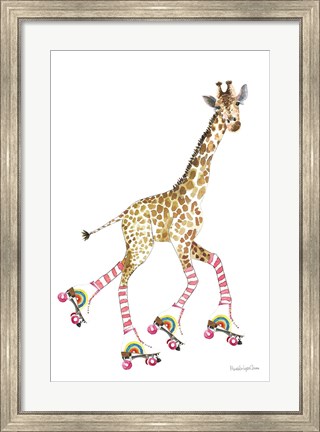 Framed Giraffe Joy Ride II No Balloons Print