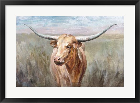 Framed Big Sky Longhorn Sunset Print