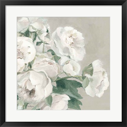 Framed Peonies on Gray Flipped Crop Print