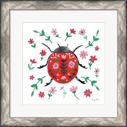 Framed Folk Beetle I Print