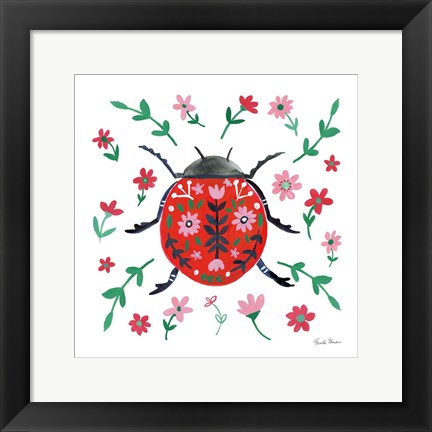 Framed Folk Beetle I Print