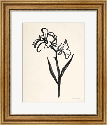 Framed Ink Flower II Cream Print