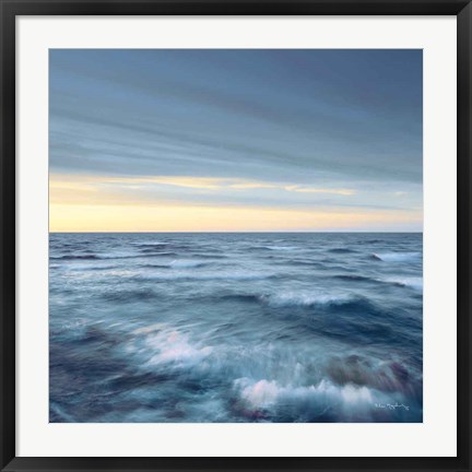 Framed Lake Superior Waves Navy Crop Print