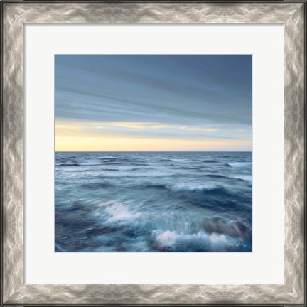 Framed Lake Superior Waves Navy Crop Print