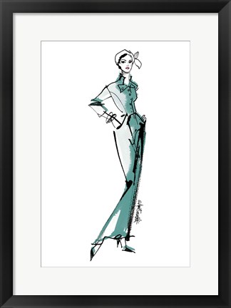 Framed Fifties Fashion III v2 Green Print