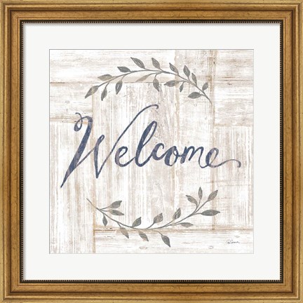 Framed Woodgrain Welcome Print