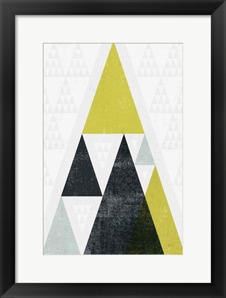 Framed Mod Triangles III Yellow Black Print