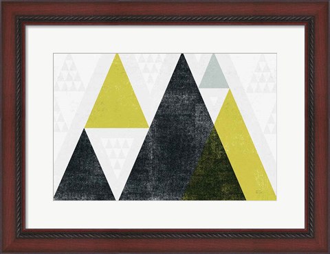 Framed Mod Triangles I Yellow Black Print