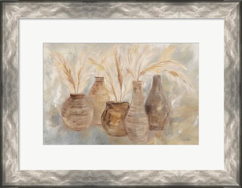Framed Grasses and Baskets Dark Print