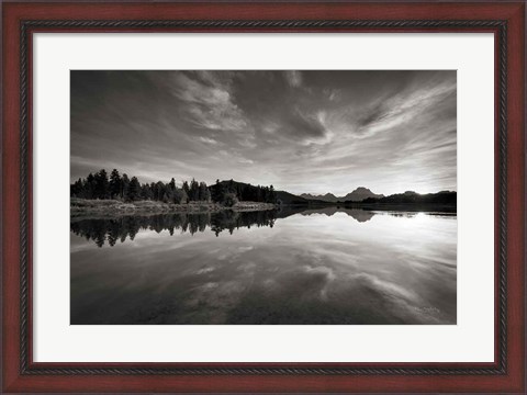 Framed Oxbow Bend sunset Grand Teton National Park Print