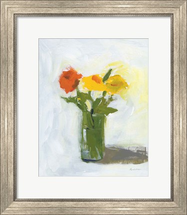 Framed Orange and Yellow Floral Print