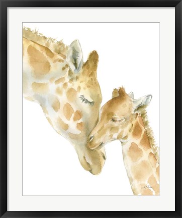 Framed Giraffe Love on White Print
