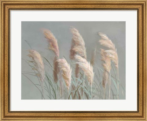 Framed Pampas Grasses on Gray Print