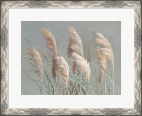 Framed Pampas Grasses on Gray Print