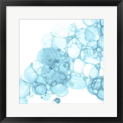 Framed Bubble Square Aqua II Print