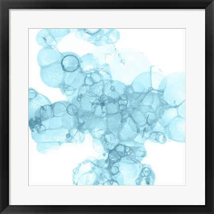 Framed Bubble Square Aqua III Print