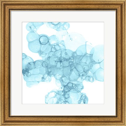 Framed Bubble Square Aqua III Print