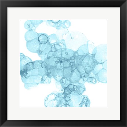 Framed Bubble Square Aqua III Print