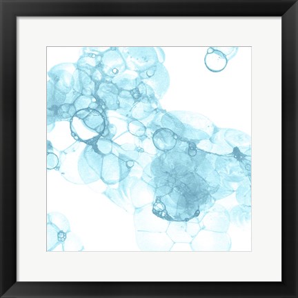 Framed Bubble Square Aqua IV Print