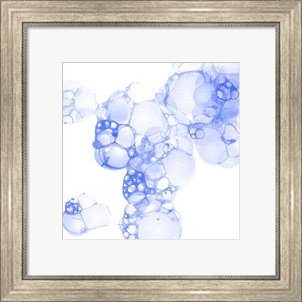 Framed Bubble Square Blue I Print