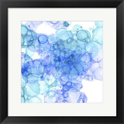 Framed Bubble Square Aqua &amp; Blue II Print