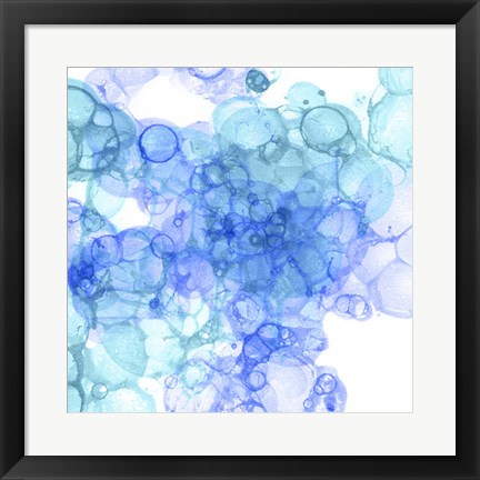Framed Bubble Square Aqua &amp; Blue II Print