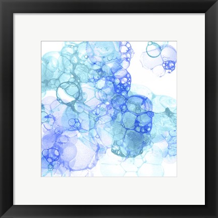 Framed Bubble Square Aqua &amp; Blue IV Print