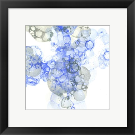 Framed Bubble Square Blue &amp; Grey I Print