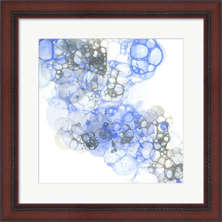 Framed Bubble Square Blue &amp; Grey II Print